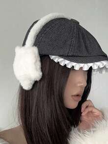 1个女士时尚可爱韩版星形耳罩，多功能骑行耳罩，适合寒冷天气，秋冬季白色耳罩 - 白色 - 查看 2