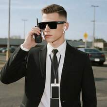 Agent Costume Secret Service Costume Accessories Set Earpiece Zipper Ties ID Card For Halloween Party Use Durable Black Material With Practical Features