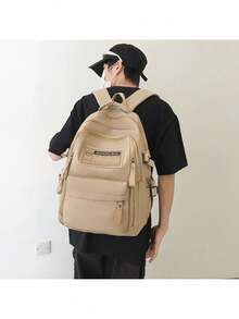 Large Capacity Women's Backpack, Casual Style, For Travel And Studies, Model 6603 - 卡其色 - 查看 4