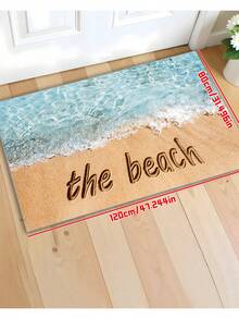 1 buc Covoraș de baie cu design literă de plajă din seria Ocean, Covoraș de baie, Covoraș de podea pentru baie, Covoraș de intrare, Preș de intrare, Covoraș de picior pentru baie, Covor decorativ