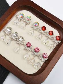 5/12 Peças, Enfeites de Sino de Luxo de Natal, Mistura de Várias Cores, Enfeites de Sino e Laço de Unha 3D Penduráveis, Enfeites de Unha Laço e Sino, Adequado para Manicure de Natal de Meninas - Multicolorido - Visão 5