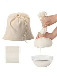 1pc/2pcs/3pcs/4pcs Thickened Mesh Filtering Bags, Cheesecloth Bags For Herb Decoction, Broth, Soy Milk Filtration - trắng - Xem 1