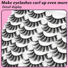14 pares de cílios D Curl, cílios grossos e volumosos, cílios finos e alargados, efeito olho de gato, cílios postiços estilo mangá
