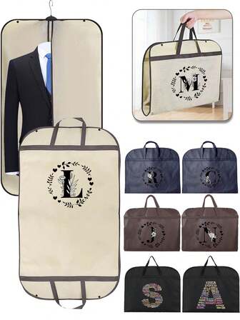 1pc Dustproof Clothing Covers Waterproof Clothes Dust Cover Suit Coat Dress Protector Fashion 26 Initial Letter Printing Garment Bags Wardrobe Hanging Closet Organizers