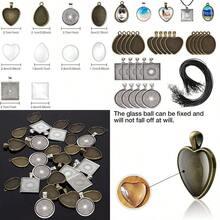 Yitaocity 30Pcs Pendant Trays 5 Styles Heart Round Square Teardrop Oval Blank Bezels Pendant Trays With 30Pcs Silicone Resin Mold +20 Pcs Necklace Cord For Crafting DIY Jewelry Making