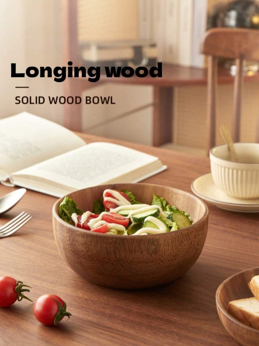 1个红木碗，日式手工木碗，木桶，创意餐具，沙拉碗，饭碗，汤碗