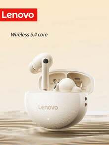 Lenovo Classic In-Ear Headphones, 2025 New Model, Wireless BT5.4 Connection, Ultra-Low Latency, Long Battery Life, High-Quality Sound, Classic Design, Smart Call Noise Cancellation - Moon Rock White - View 3