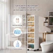 Narrow Side Wall Gap Storage Cabinet,Home Plastic Storage Box,Bathroom Kitchen Gap Shelf​.Versatile Flip - Lid Storage, Suits Bedroom, Office & Bathroom Corners​.Christmas Gifts - Misty Transparent Gray - View 7