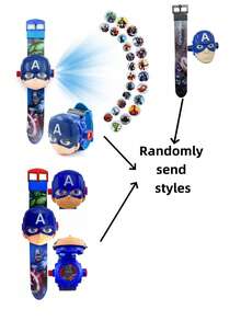 Marvel New Flip Cover Design Projection Luminous Cartoon Hero Teenage Electronic Watch, Spider-Man Watch Teenage Gift, Unisex Cartoon Print Watch