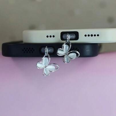 1 件可爱蝴蝶手机防尘塞，防止灰尘堵塞，手机防尘塞吊坠饰物，适合 Type-C，手机配件