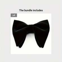 1 Piece Men's Velvet Bow Tie Pre-Tied Oversized Bow Tie Formal Tuxedo Bow Tie Large Bow Tie - 黑色 - 查看 9