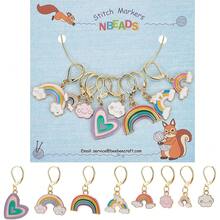 8 Pcs Rainbow Heart Stitch Markers, 8 Styles Enamel Alloy Crochet Stitch Marker Charms Removable Dangle Locking Stitch Marker For Knitting Weaving Sewing Accessories Quilting Handmade Jewelry{"Color_name":"RainbowHeart"} - 彩虹之心 - 查看 1