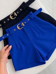 TAILORED SHORTS WITH LINED BELT FASHION BLOGGER - Royal Blue - View 1
