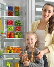 14 Pack Refrigerator Organizer Bins, Stackable Clear Fridge Storage Containers With Lids For Food, Fruit, Vegetables, Drinks, Pantry & Kitchen Organization