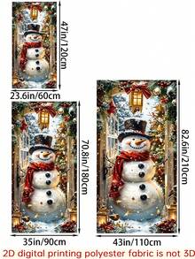 1 件复古雪人主题圣诞门横幅，温暖节日风格涤纶垂直门盖圣诞新年派对用品，前门装饰带圣诞灯笼、松果和浆果元素，多功能门装饰，适合平安夜、节日派对、节日派对、室内聚会 - 杏色 - 查看 3