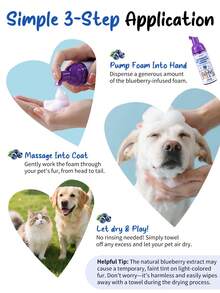 五合一免洗洗发慕斯，适用于犬猫 | 蓝莓香型 | 兽医推荐免洗泡沫慕斯，深层清洁，轻松梳理毛发，让您的爱宠在两次洗澡之间保持清爽 - 彩色 - 查看 6