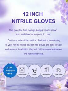 10/20/30pcs Disposable Nitrile Gloves, 12-Inch Long, Waterproof And Oil-Proof, Extended Protection, Suitable For Laundry, Cooking, Kitchen Cleaning, Bathroom Sanitation, Multi-Purpose Gloves