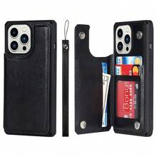 For IPhone 13 Pro Max Case With Card Holder, Wallet Case For Women Men,For IPhone 13 Pro Max Phone Case With Stand And Strap,Leather Shockproof Protective-Black{"Color_name":"B-Black"} - 多色8 - 查看 1