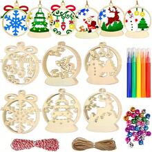 Wooden Slices Cutouts, 30 Pcs Wood Tree Ornaments  Crafts Wooden Tags Painting Decorations - 30 件聖誕節 - 查看 1