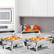 8QT Stainless Steel Chafing Dish Buffet Set Catering Chafer With Foldable Frame - 2 Pack - View 4