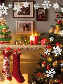 1Pack Foam Simulation Snowflakes, Family Party Hanging Decorations For Christmas Tree & Window, Perfect Christmas Gifts