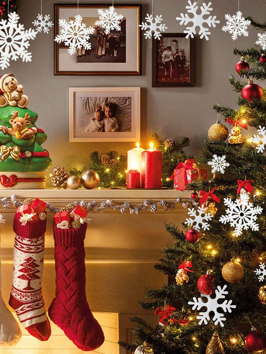 1Pack Foam Simulation Snowflakes, Family Party Hanging Decorations For Christmas Tree & Window, Perfect Christmas Gifts