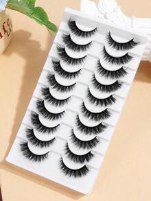 10 Pairs False Eyelashes Volumized Faux Mink Lashes Magnetic Lashes Curling Fluffy Suitable For Parties Gift For Women & Girl False Eyelashes Natural Strip Lashes,Lashes,Eyelashes,Fake Lashes - màu đen - Xem 2