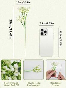 100支仿真满天星花，假满天星，玫瑰满天星仿真花，满天星盆栽，满天星花，满天星仿真花束，适用于婚礼新娘捧花、家居装饰、婚礼派对家居装饰DIY配件、情人节、礼物、毕业典礼 - 塑料花！圣诞家居装饰 - 綠色 - 查看 5