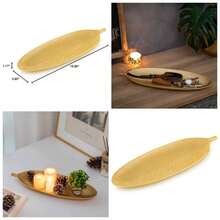 Leaf Wooden Decorative Tray: Leaf Shaped Wood Key Tray Decor Plate Bowl Candle