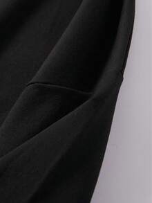 1-Piece Unisex Crew Neck Printed Sweater, Cotton-Polyester Blend, Soft And Versatile, Suitable For School And Commuting In Autumn And Winter - Black - View 7