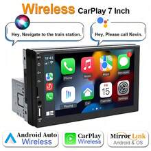 Single DIN Car MP5 Player, Supports Wireless CarPlay And Android Auto, 7-Inch HD Touchscreen, Bluetooth, Stereo, 12V Power, FM Radio, ISO Interface, AUX Input, SD Card Slot, USB Port, With/Without Camera