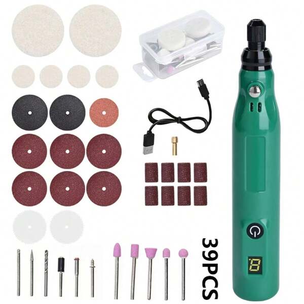 NUOYI Mini Cordless Rotating Tool, 5-Speed And Type-C Charging, Electric Rotating Tool With 39 Accessories For Polishing, Grinding, Carving, Polishing, Drilling, Cutting DIY