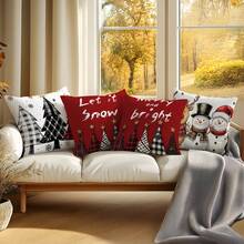 4pcs Christmas Decoration Set, Single-Sided Printed Throw Pillow Covers, 45*45cm