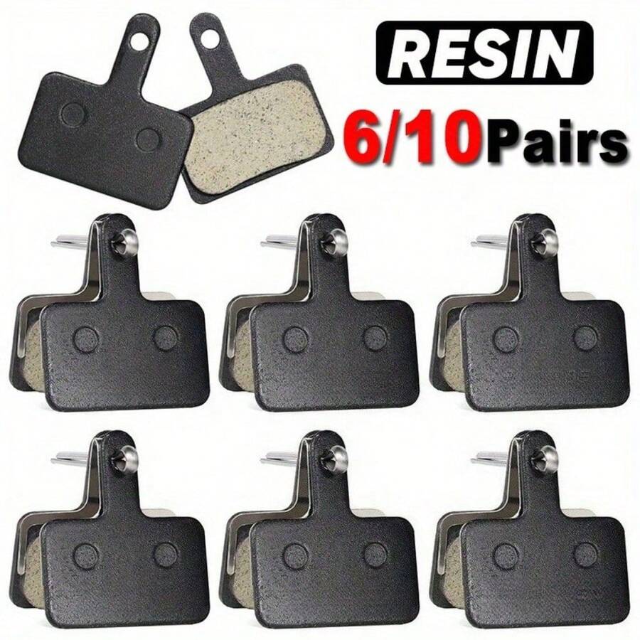 6 对或 10 对选项 - 重型树脂自行车盘式刹车片，表面防滑，兼容 Shimano MT200、M400、MT500、M315、M525、M475、M495、M515、M975、M355、M375、B01S 山地自行车刹车系统 - MTB 自行车零件（6/10 对）、自行车刹车片、山地自行车配件、高性能树脂、耐用刹车片 - 黑色 - 查看 1