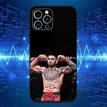 Custodia per telefono I-Ilia Fighting T-Topuria compatibile con 16, 15, 14, 13, 12, 11 Plus, Pro Max, XS, X, XR, SE, Mini, 8, 7, in morbido silicone nero, compatibile anche con custodie per iPhone 17, 17 Pro e 17 Pro Max