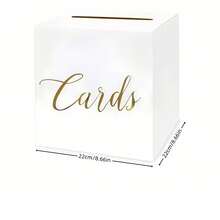 1 Set Black & White Gift Card Box With Gold Box Design, Suitable For Birthday Party, Wedding, Bridal Shower, Graduation, Retirement, Anniversary, Event Party Centerpiece And Banquet Decor, Includes 1 Gold Box + 10 Greeting Cards - White - View 7