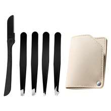 New Eyebrow Grooming Tool Kit - Straight Eyebrow Tweezers, Eyebrow Trimmer, Hair Removal Tweezers,Giveaways,Travel,Cheap Stuff,Travel Essential - Black - View 15