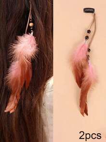 1pc Retro Artificial Feather Decorative Tassel Hairpin Bohemian Feather Fashionable Hairpin Retro Metal Hairpin Suitable For Women'S Daily Wear, Travel And Party Wear, Claw Clips, Hair Claws, Hair Slide, Hair Barrettes