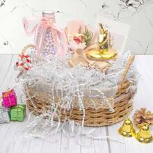 Almofada de Papel Crepom Cortado em Ondas Caleihd para Decoração de Caixas de Presente, Sacolas, Casamentos, Aniversários, Noivados, Damas de Honra, Artesanato 4,5oz Branco Diamante (20/50/100g)