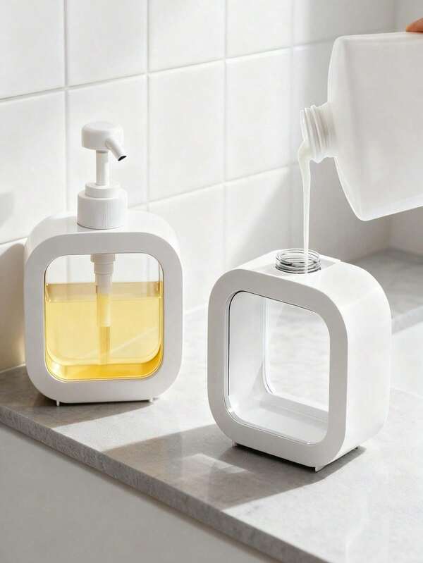 1pc Large Capacity Transparent Pump Bottle, Suitable For Hand Soap, Perfume, Lotion, Dish Soap, Body Wash, Bathroom Liquid Soap Dispenser, Home Bathroom Decor