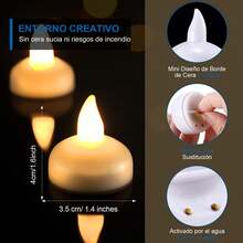 Velas flotantes,velas flotantes para agua,velas de té flotantes sin llama impermeables,velas de té LED intermitentes con batería blanca cálida para bodas,reuniones de fiesta,piscinas y spas para un ambiente romántico - 1 - Ver 4