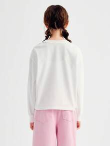 Balabala Girls' Long - Sleeve T - Shirt,  Print – Soft Cotton Fabric – Stylish For Everyday Wear - Original White - View 3