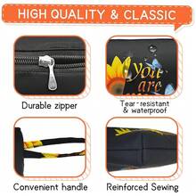 Gloppie Makeup Bag Zipper Cosmetic Bag Small Personal Bag For Purse Must Have Purse Essentials Sunflower{"Color_name":"F-Sunflower"} - F-向日葵 - 查看 4