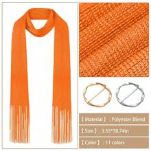 Y2K Sequined Colorful Skinny Scarf For Women – Lightweight Rave Neck Scarf, Festival Head Wrap Or Belt Accessory{"Color_name":"Orange"} - Nhiều màu2 - Xem 3