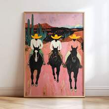 1pc, Canvas Wall Art, Framed Wall Decor, Vintage Southwest Cowboy, Colorful Abstract Western Horse Painting, Modern Rustic Cowboy Poster, Eclectic Printable Wall Art, Stylish Living Room Decor, Home Decor, Room Decor, Dorm Decor, Bedroom Decor, Bathroom Decor, Kitchen Decor, Office Decor, Poster, Holiday Gift - Multicolor - View 10