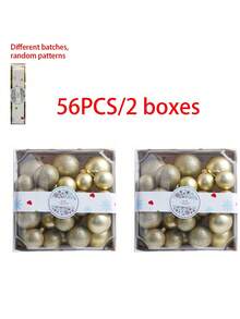 52pcs/2 Boxes - Golden Christmas Ball Ornaments Christmas Tree Ornaments Set Christmas Ball With Lanyard Suitable For Christmas Tree Holiday Wedding Party Home Decorations 4/5/6cm (1.6/2/2.4 Inches) Shatterproof Christmas Tree Decoration Balls Sparkling Holiday Decoration Pendants - Gold - View 12