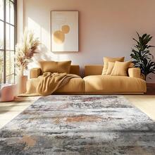 Washable Modern Short Pile Rug With Oil Painting Print, Large Abstract Design For Bedroom, Dining Room & Office Decoration, Multicolored, Various Sizes Available (160*230cm/200*300cm) - Màu gỉ sét - Xem 8