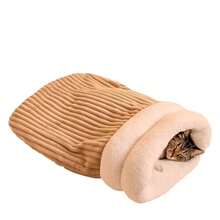 1pc Winter Warm Semi-Enclosed Pet Bed, Tunnel Design For Cats & Dogs, Thick Sleeping Mat, Japanese Minimalist Style, Suitable For Various Pets