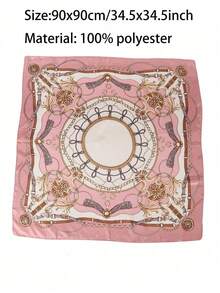 1pc Blush Pink Satin Square Scarf Women Lightweight Boho Headband Hair Accessory Spring Summer Beach Wrap Versatile Bandana Fashion Scarf - 粉色 - 查看 3