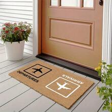 1 Piece Airline Themed Doormat With Airplane And Departure Text - 3.94inch Thick TPR Non-Slip Rubber Base, Washable, Yellow Coconut Brown Design, Suitable Entrance, Living Room, Bedroom, Kitchen, Bathroom, RV, And Elevator - Durable Home Decor, Entrance Doormat, Tropical Home Decor, Non-Slip Base FE4Q - 彩色 - 查看 10